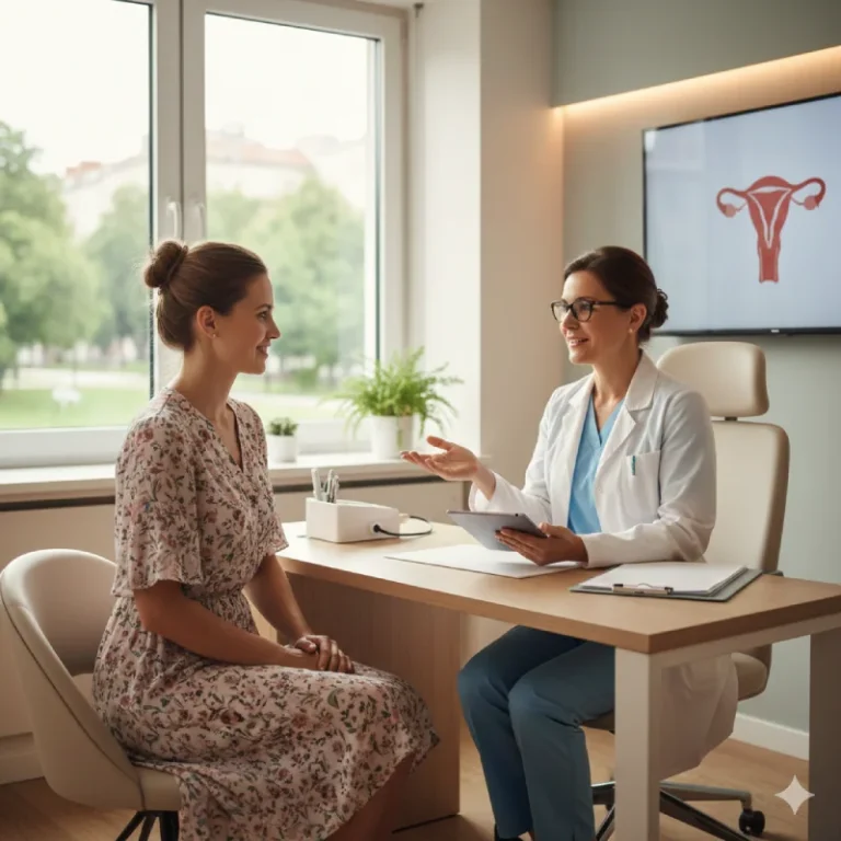 Gynecologist in Riga consulting a patient,
