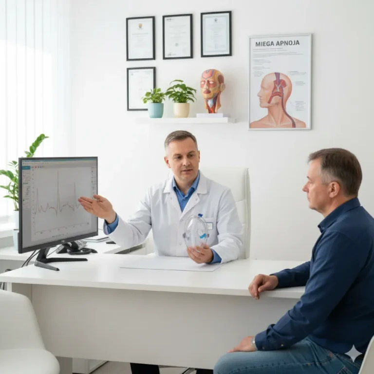 Miega apnoja ir elpošanas apstāšanās gulēšanas laikā. Poligrāfija ir diganostikas metode.