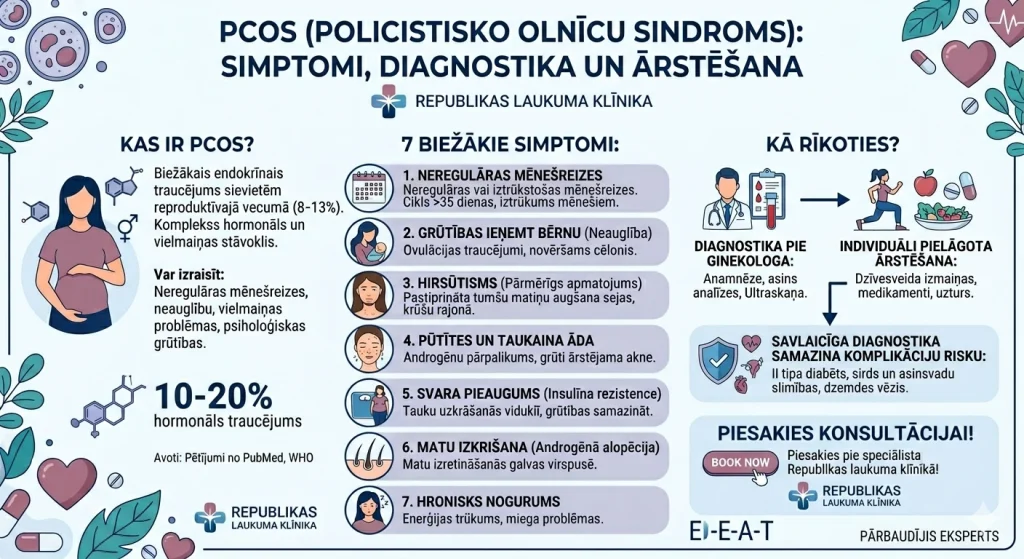 Policistiko olnīcu sindroms jeb PCOS - simptomi, diagnostika un ārstēšana