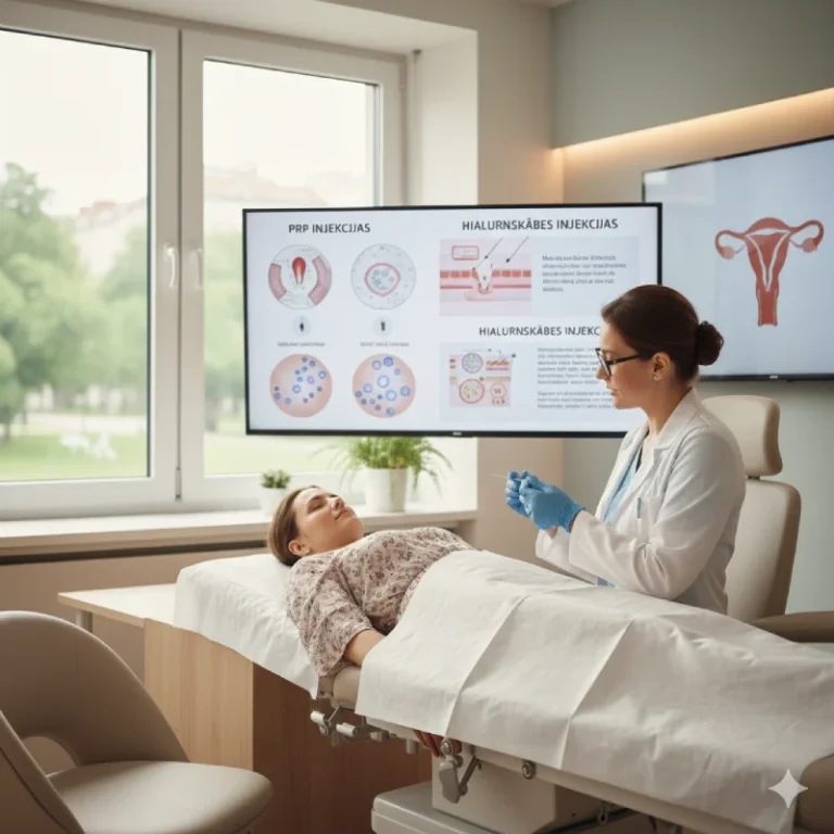 Ginekologs ievada PRP un hialuronskābes injekcijas, jo paciente sūdzas par maksts sausumu.