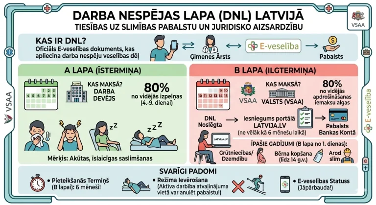 Darba nespējas lapa - A un B slimības lapas salīdzinājums