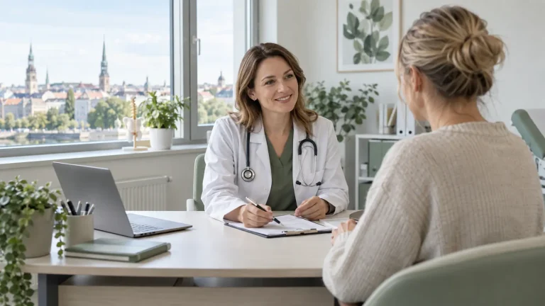 English-speaking doctor consulting an international patient in Riga, Latvia